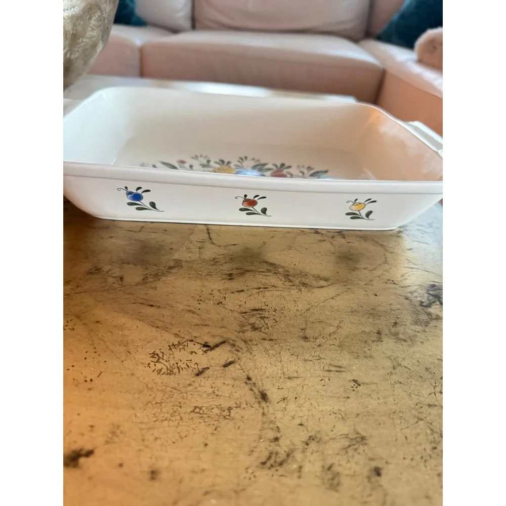 Vintage ASTA 1982 Floral Porcelain Lasagna Pan 9x13 Oven to Table Baker Japan